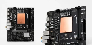 Colorful Launches ECO HM770-K V20 Motherboard With Built-in Core i9-13900HX ECO HM770-K V20 motherboard shown from front and angled perspectives, featuring the integrated Intel HM770 platform with a large copper CPU heatsink, dual DDR5 memory slots, PCIe x16 expansion slot, M.2 storage support, Wi-Fi module, and rear I/O connectivity.