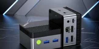 GMKtec Launches G5S Mini PC With Palm-Sized Design GMKtec G5S Mini PC showing the front and rear I/O ports.
