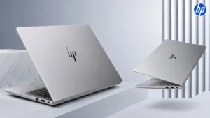 HP ZBook X 16 G2ig mobile workstation shown from rear and angled views with a silver aluminum chassis.
