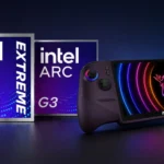 Intel Lists Arc G3 Processor in Graphics Driver 32.0.101.8864 1 Intel Arc G3 and Arc G3 Extreme branding displayed next to an MSI gaming handheld powered by the Intel Arc G3 platform.