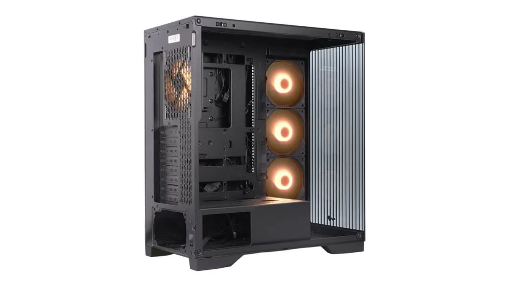 Internal layout of the InWin L50 Breeze PC case with installed cooling fans