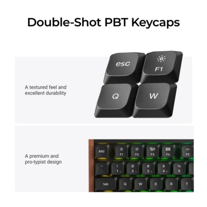 Double-shot PBT keycaps featured on the Keychron K1 Ultra 8K keyboard.