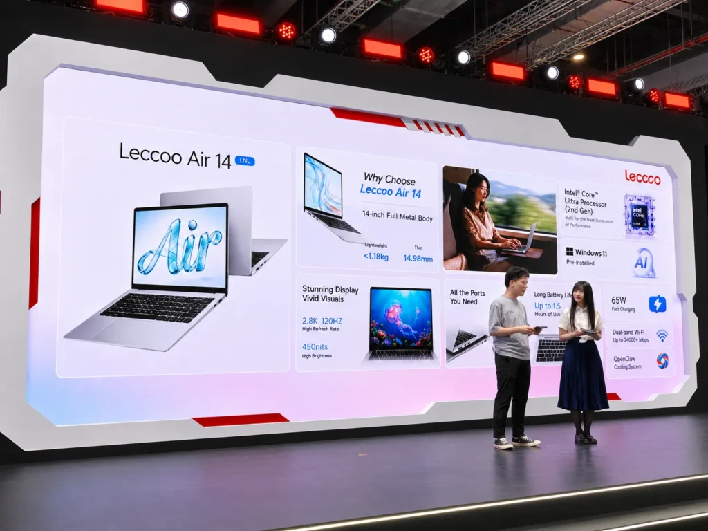 Lenovo Lecoo Air 14 LNL Arrives With Lunar Lake and 2.8K 120Hz Display 1 Lenovo Lecoo Air 14 LNL laptop featuring a 14-inch WUXGA display, Intel Core Ultra 7 processor, Intel Arc graphics, 16GB LPDDR5X memory, and 512GB SSD.