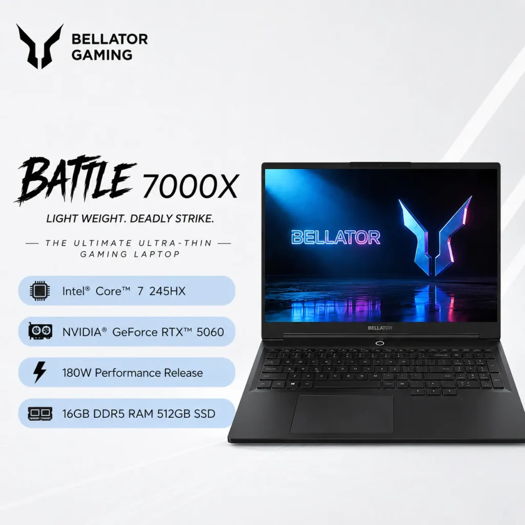 Lenovo Releases Lecoo Fighter 7000X With RTX 5060 and Intel HX CPUs 3 Lecoo Fighter 7000X gaming laptop featuring an Intel Core Ultra 7 251HX processor, NVIDIA GeForce RTX 5060 graphics, 16GB DDR5 RAM, and a 1TB SSD.