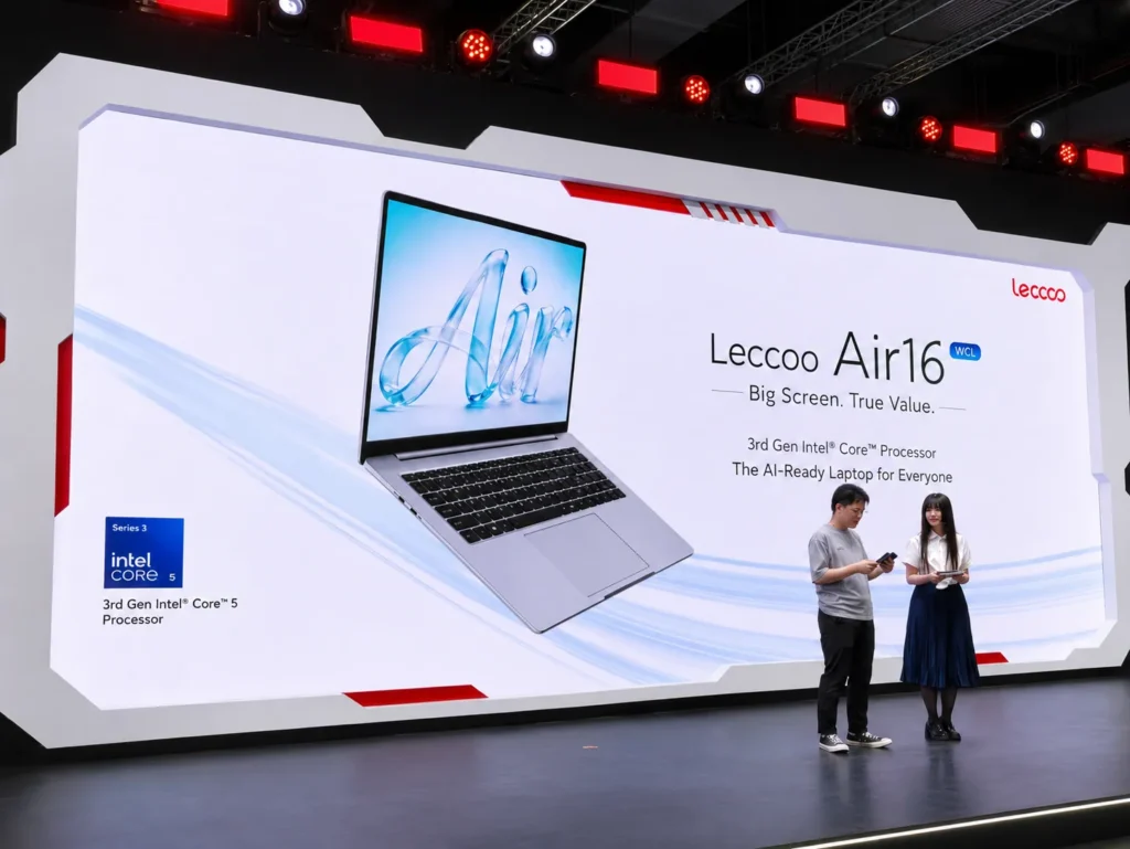 Lenovo Lecoo Air 14 LNL Arrives With Lunar Lake and 2.8K 120Hz Display 2 Lenovo Lecoo Air16 WCL laptop showcased during its official launch event with a 16-inch display, Intel Core 5 Series 3 processor, and AI-ready features.