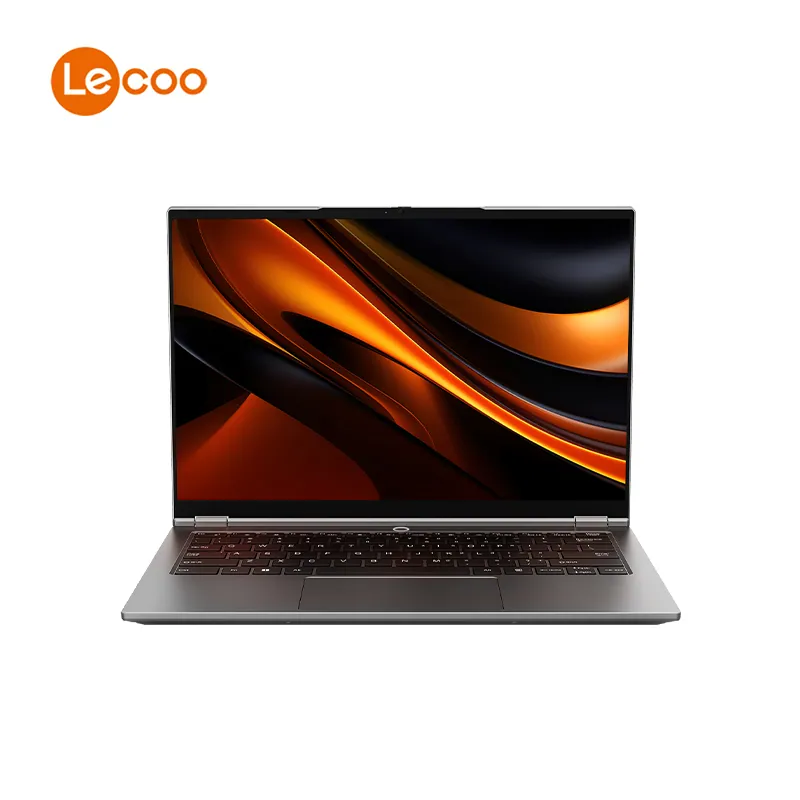 Lenovo Lecoo Pro 14 Laptop Now Available With Ryzen 7 H 255 and OCuLink 2 Lenovo Lecoo Pro 14 laptop shown from the front with a thin-bezel display and orange abstract wallpaper.