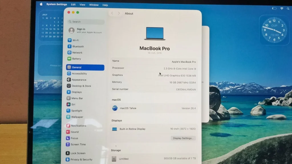 I Bought a Renewed MacBook Pro 16-inch (2019) for Under $500 9 Close-up of the About This Mac window on the MacBook Pro 16-inch (2019) showing hardware specifications