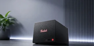 Beelink Launches ME Pro 370 Mini PC With Ryzen AI 9 HX 370 and 72TB Storage Front view of the Beelink ME Pro 370 AI NAS desktop storage device on a desk.