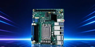 AAEON Launches MIX-Q870A1 Motherboard With Intel Core Ultra 200S and 36 TOPS AI MIX-Q870A1 industrial Mini-ITX motherboard displayed against a blue illuminated background with Intel LGA1851 socket and expansion slots.