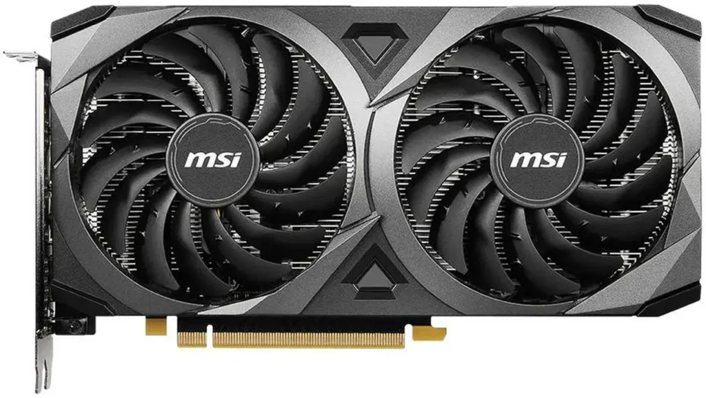 MSI RTX 3060 12GB Graphics Card Relaunched at $329 1 Front view of the MSI GeForce RTX 3060 Ventus 2X graphics card with dual cooling fans.