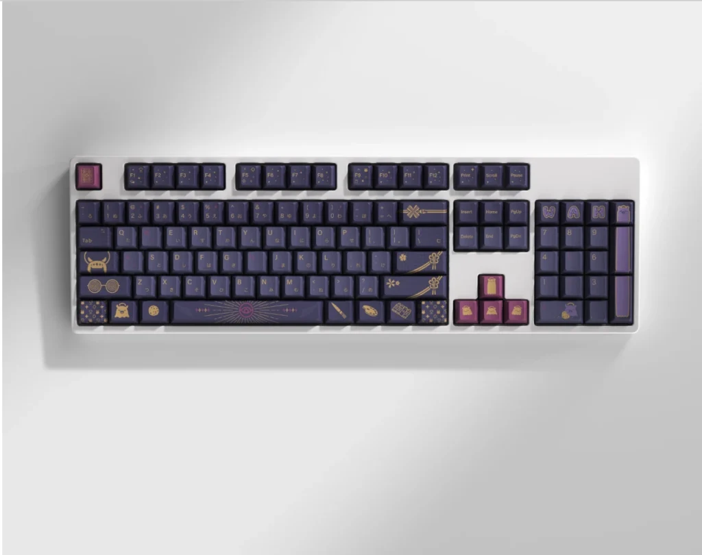 HYTE Launches Ninomae Ina'nis Y70 Touch Infinite With Custom hololive Design and Keycap Set 6 Purple-themed Ninomae Ina'nis mechanical keyboard keycap set with custom artisan accents and anime-inspired legends.
