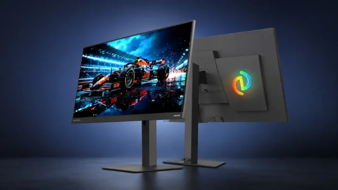 Philips Evnia IPS gaming monitor with RGB Ambiglow lighting and slim bezel design