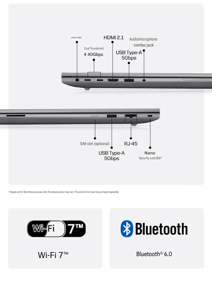 HP Launches ZBook X 16 G2ig With Panther Lake and RTX 5060 2 Side view of the HP ZBook X 16 G2ig laptop showing Thunderbolt 4, HDMI 2.1, USB-A, RJ-45, Wi-Fi 7, and Bluetooth 6.0 connectivity.