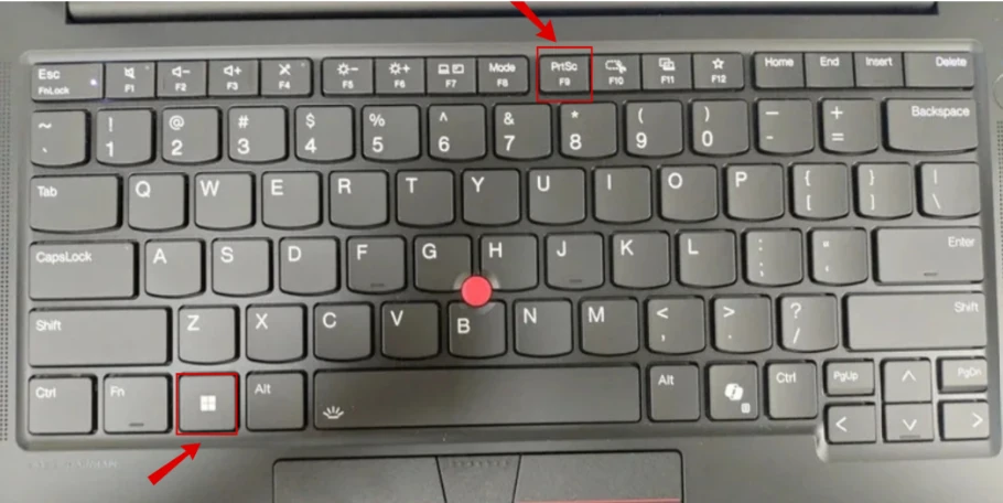How to Take a Screenshot on a Lenovo Laptop (Windows 10 & 11) 8 Keyboard highlighting the Windows and Print Screen keys used to save a screenshot automatically in Windows