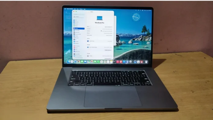 Renewed MacBook Pro 16-inch (2019) with Intel Core i9 running macOS Tahoe on a desk