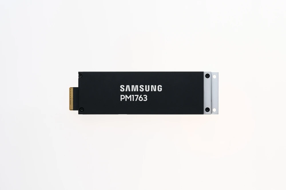Front view of the Samsung PM1763 enterprise PCIe SSD.