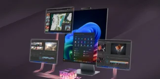 Lenovo ThinkCentre X AIO Aura Edition Goes Global With 16:18 Display Lenovo ThinkCentre X AIO Aura Edition connected to multiple external displays for productivity.