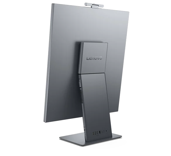 Rear view of the Lenovo ThinkCentre X AIO Aura Edition showing the stand and rear design.