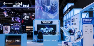 Thunderobot Launches Hunter LS68 keyboard and Hunter Blade 60 Controller With 8KHz Polling Thunderobot gaming booth at BW2026 showcasing Intel Core Ultra-powered gaming laptops, desktops, peripherals, and esports displays.