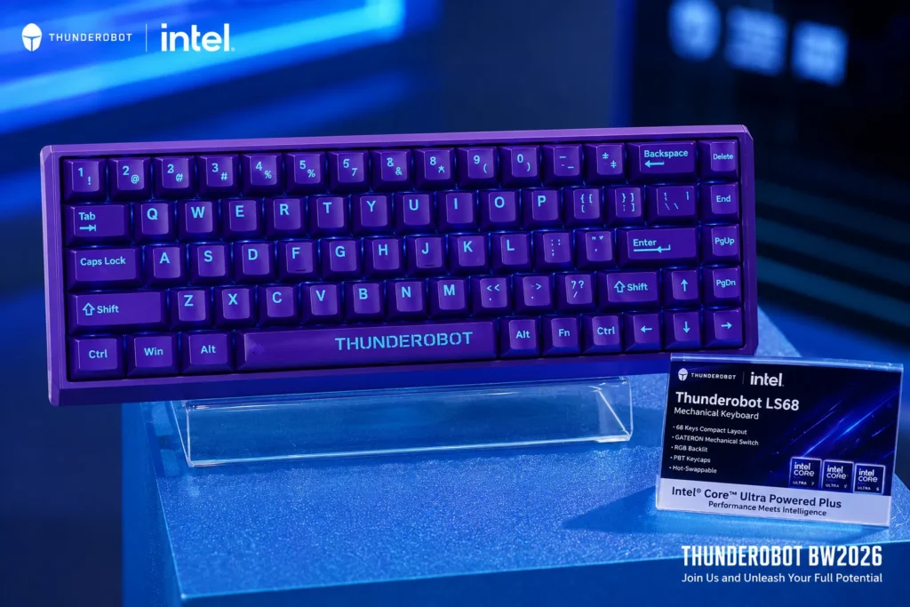 Thunderobot Launches Hunter LS68 keyboard and Hunter Blade 60 Controller With 8KHz Polling 1 Thunderobot Hunter LS68 compact mechanical keyboard with RGB backlighting showcased during BW2026.