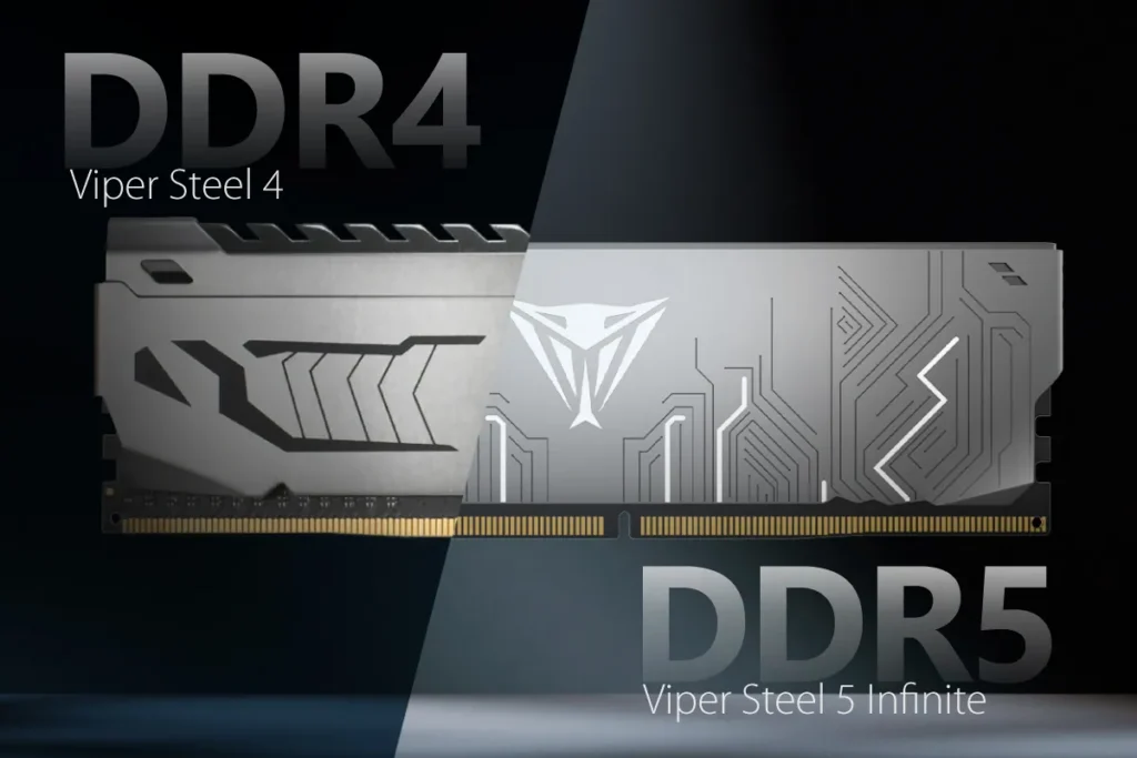 Comparison of Patriot Viper Steel 4 DDR4 and Viper Steel 5 Infinite DDR5 memory.