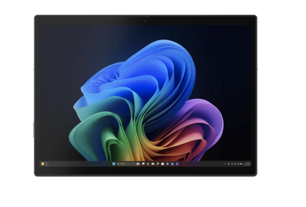 Front view of the Lenovo ThinkPad X13 Detachable Gen 1 tablet with a Windows 11 desktop displayed on its touchscreen.